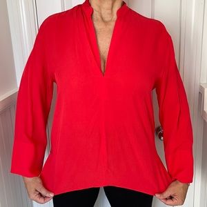 Bright red deep v blouse